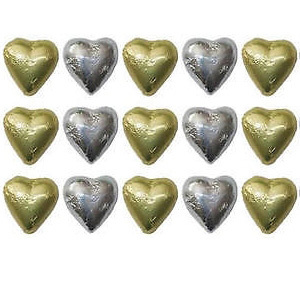 15 Gold & Silver Chocolate Hearts