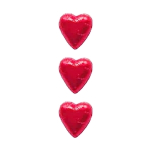 3 Red Chocolate Hearts
