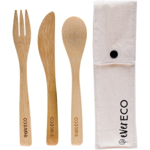 Bamboo Cutlery Set With Organic Cotton Pouch