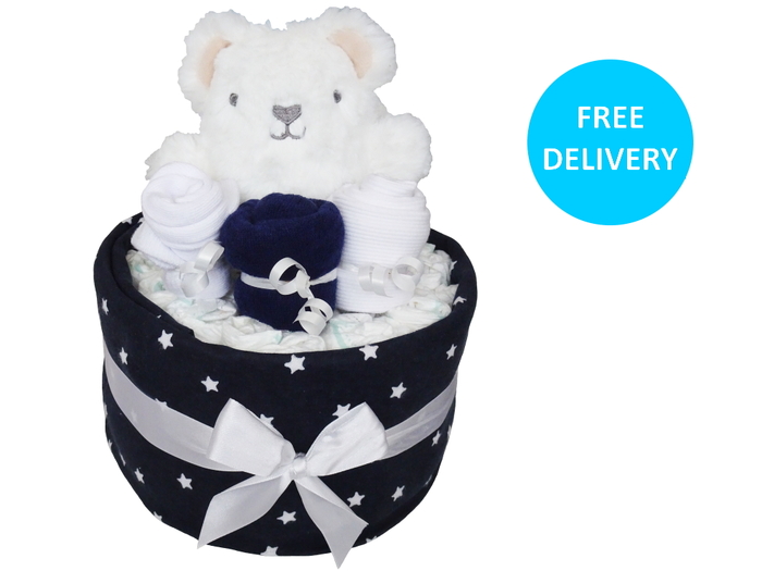 Boy Navy Nappy Cake