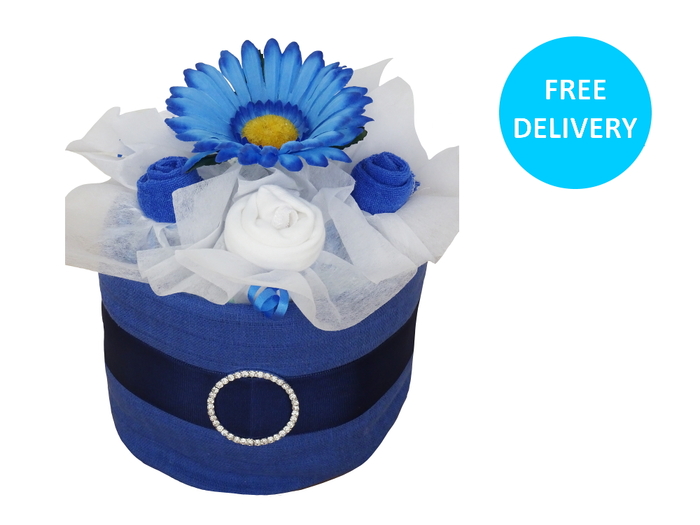 Royal Blue Nappy Cake 