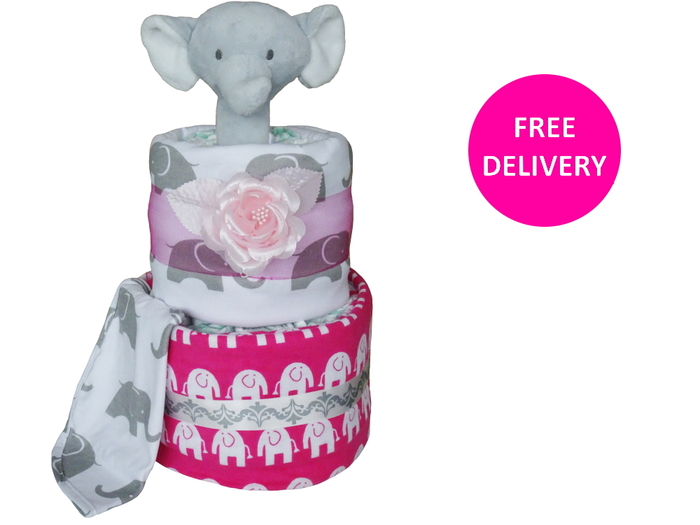 2 Tier Girl Nappy Cake