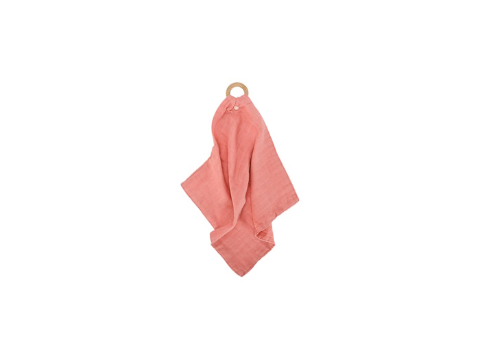 Muslin Security Blanket & Beechwood Teether Ring