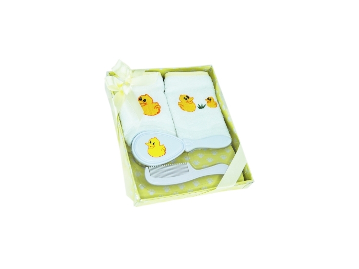 Brush, Comb & 2 Embroidered Face Washers